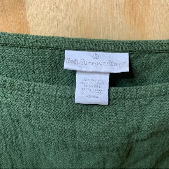 Soft Surroundings Green Dolman Sleeve 100% Cotton Cottagecore Top - Picture 3 of 9